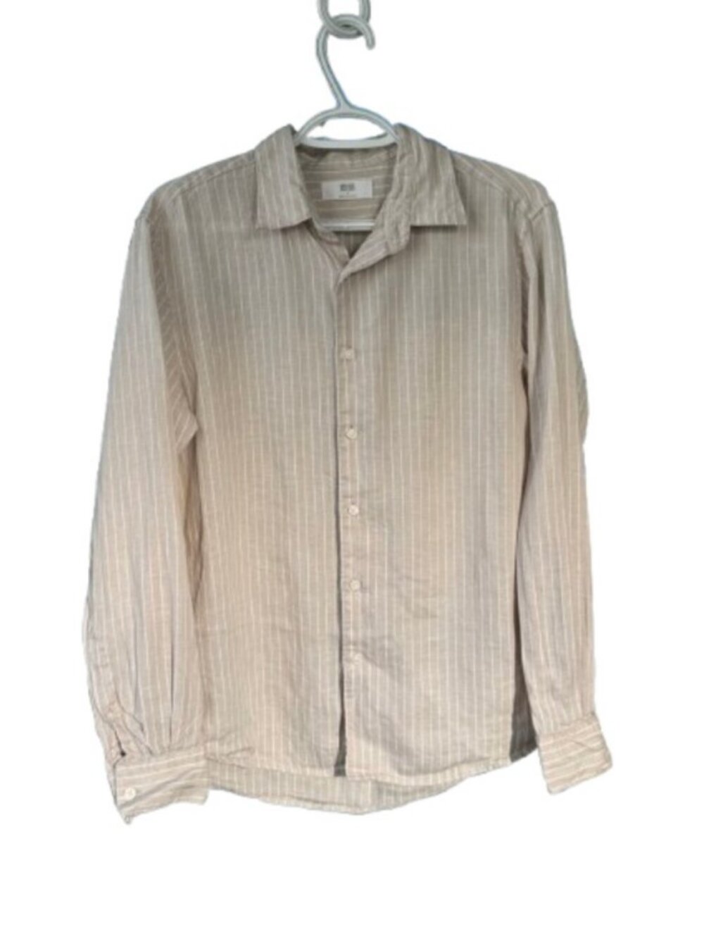 Uniqlo linen regular fit long sleeve button down stripe shirt men's size S - Picture 3 of 7
